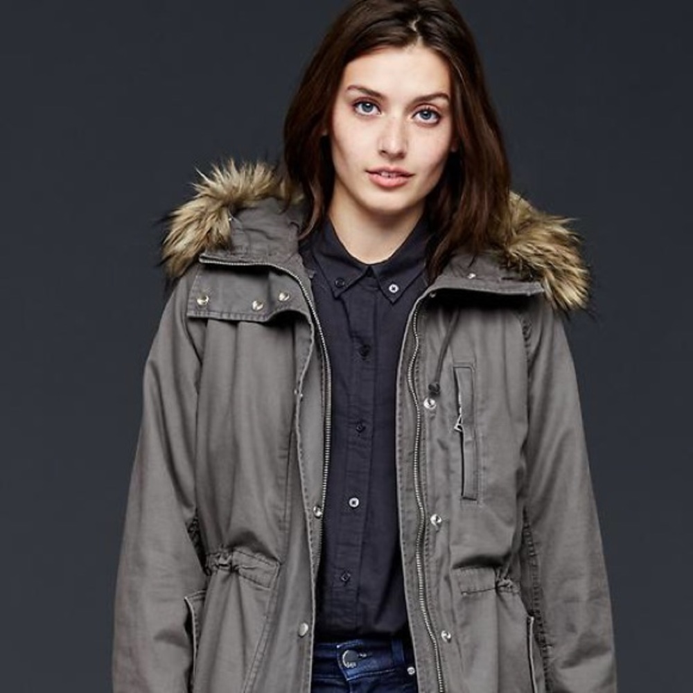 GAP SHERPA LINED PARKA UTILITY JACKET // vegan